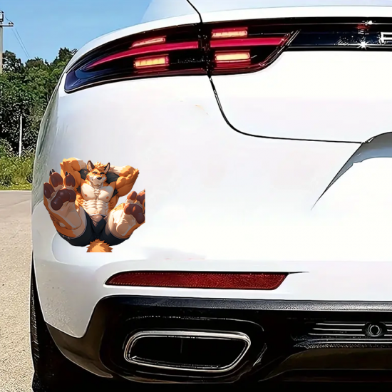 Relaxing Furry Fox Sticker, versatile decal for tablets, smartphones, and power banks. Vinyl car decals suitable for cars, motorcycles, laptops, computers, backpacks, water bottles, and more.