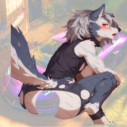 Wolf Boy Furry Anime Sticker Decal, perfect gift for kids and teens to decorate their school supplies. Vinyl car decals suitable for cars, motorcycles, laptops, computers, backpacks, water bottles, and more.