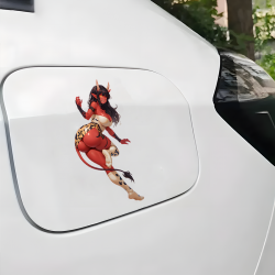 Anime Devil Girl with Sports Car Sticker, fun addition to your scrapbook, photo album, or handmade cards. Vinyl car decals suitable for cars, motorcycles, laptops, computers, backpacks, water bottles, and more.