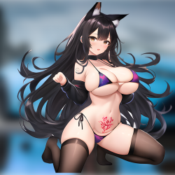 Anime Fox Girl Bikini Sticker Decal, excellent for decorating bedroom doors, lockers, and furniture. Vinyl car decals suitable for cars, motorcycles, laptops, computers, backpacks, water bottles, and more.