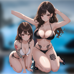 Anime Bikini Girls Tattoo Sticker Decal, great for musical instruments like guitar cases, drums, and pianos. Vinyl car decals suitable for cars, motorcycles, laptops, computers, backpacks, water bottles, and more.