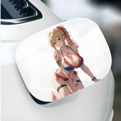 Anime Bikini Girl with Tattoos Sticker, ideal for personalizing your workspace, desk, monitor, and keyboard. Vinyl car decals suitable for cars, motorcycles, laptops, computers, backpacks, water bottles, and more.