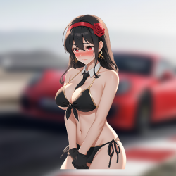 Yor Forger Swimsuit Anime Sticker, vibrant colors perfect for art projects, collages, and crafts. Vinyl car decals suitable for cars, motorcycles, laptops, computers, backpacks, water bottles, and more.