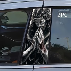 2-Piece Premium New Harley Quinn Vinyl Car B-Pillar Stickers - Scratch-Resistant, Waterproof, Easy to Apply and Remove, Rectangular Decals, Suitable for Cars, Trucks, SUVs, Fits Plastic/Metal Surfaces, Temporary Anime-Style Design